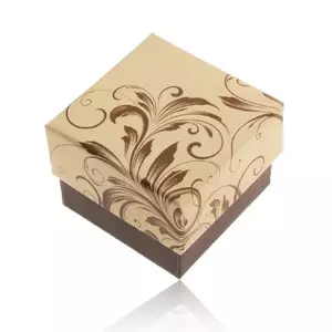 Cutiuță de cadou pentru inel - motiv frunze agățătoare, combinație galben cu maro imagine