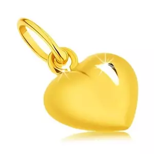 Pandantiv din aur galben de 9K - inimă convexă, luciu ca de oglindă, cu două fețe imagine