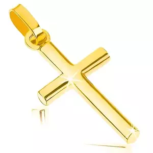 Pandantiv din aur galben de 9K - cruce latină mică, suprafață netedă lucioasă imagine