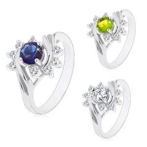 Inel cu brațe strălucitoare, în nuanță argintie, zircon colorat, arce transparente - Marime inel: 49, Culoare: Transparent imagine