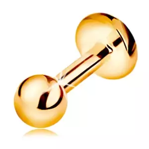 Piercing pentru buză sau bărbie din aur 9K - labret cu bilă și cerc, 5 mm imagine