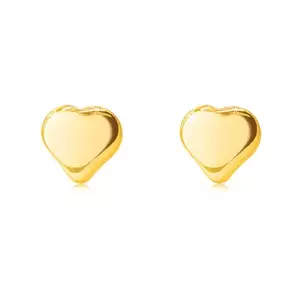 Cercei aur galben 585-forma de inima, lucioasa, netedă și simetrică imagine