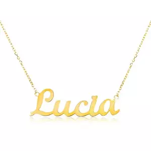 Colier din aur de 14K - lanț subțire compus din zale ovale, pandantiv cu numele Lucia imagine
