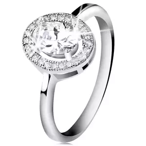Inel din argint 925, zirconiu oval fațetat, margine transparentă strălucitoare - Marime inel: 47 imagine