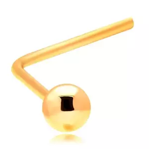Piercing pentru nas, din aur 585- bilă mică, lucioasă imagine