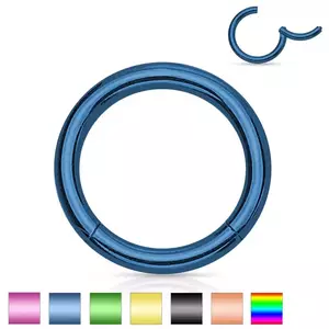 Piercing de nas sau ureche, din oțel, cerc simplu lucios, 1, 6 mm - Grosime x diametru: 1, 6 mm X 12 mm, Culoare Piercing: Albastru imagine