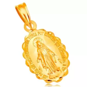 Pandantiv din aur galben de 18K - medalion oval cu Fecioara Maria, reversibil imagine