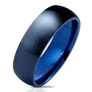 Inel din oțel albastru închis, suprafață mată și rotunjită, 6 mm - Marime inel: 49 imagine