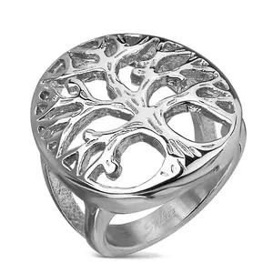 Inel din oțel inoxidabil argintiu, cu Copacul vieții - Marime inel: 49 imagine