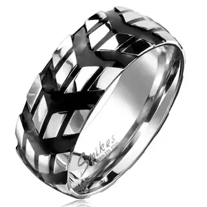 Inel din oțel inoxidabil cu model de săgeți šípok negre, 8 mm - Marime inel: 59 imagine