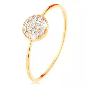 Inel din aur 375 - braţe mici lucioase, cerc încrustat cu zirconii transparente - Marime inel: 50 imagine