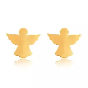 Cercei din aur galben 9K - contur de înger cu aripi larg deschise imagine