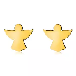 Cercei din aur galben 585 - contur sculptat de înger cu aripi deschise, închidere de tip fluturaș imagine