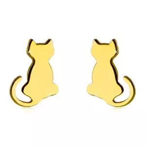 Cercei din aur 585 - contur de pisică cu coada ridicată imagine