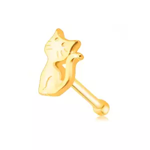 Piercing din aur galben 585 pentru nas - o pisică cu coada ușor ridicată imagine