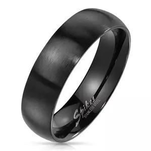 Inel din oțel de culoare neagră - brațe largi cu finisaj mat, 6 mm - Marime inel: 49 imagine