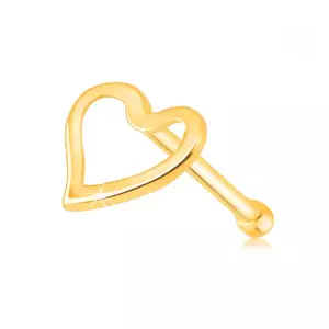 Piercing din aur galben 375 pentru nas - o inimă cu un decupaj în centru imagine