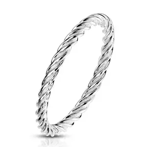 Inel din oțel într-o nuanță de argint - benzi strâns conectate și răsucite, de 2 mm - Marime inel: 49 imagine