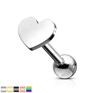 Piercing lucios tragus din oțel - inimă plată simetrică - Culoare Piercing: Argintiu imagine