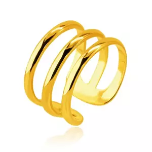 Piercing fals din aur 585 pentur ureche - inel format din trei benzi subțiri lucioase imagine