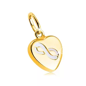 Pandantiv din aur de 9K - motiv inimă cu sidef, cu cadru subțire neted, model „INFINIT” imagine