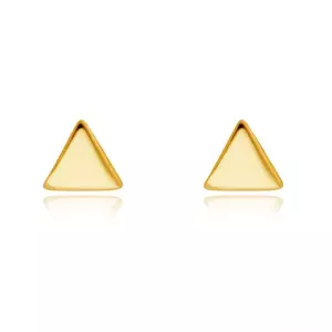 Cercei din aur galben 14K - triunghiuri echilaterale curbate strălucitoare imagine