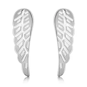 Cercei din argint 925 - aripi de înger cu crestături, suprafață lucioasă, închidere de tip fluturaș imagine