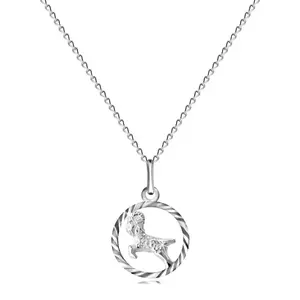 Lanț lucios și pandantiv realizat din argint - zale netede, model semn zodiacal Berbec imagine