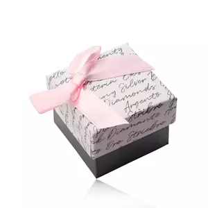 Cutie cadou cu fundă pentru cercei sau inel - combinație alb-antracit, text imagine