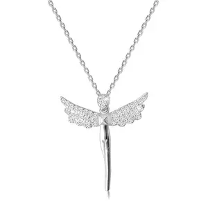 Colier din argint 925 – înger, aripi pavate cu zirconii transparente imagine