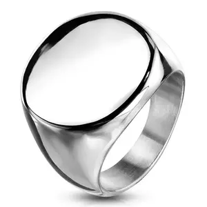 Inel din oțel inoxidabil, cerc plat lucios, culoare argintie - Marime inel: 49 imagine