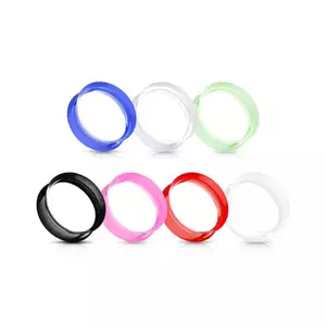 Tunel pentru urechi din silicon, flexibil, diverse culori, lucios - Lățime: 10 mm, Culoare: Alb imagine