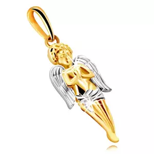 Pandantiv din aur combinat 9K - un înger care se roagă cu aripi imagine