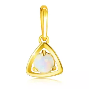 Pandantiv din aur de 9K - contur al unui triunghi cu opal sintetic rotund imagine