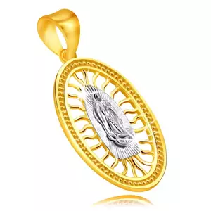 Pandantiv din aur combinat 375 - medalion cu Fecioara Maria cu mâinile împreunate imagine