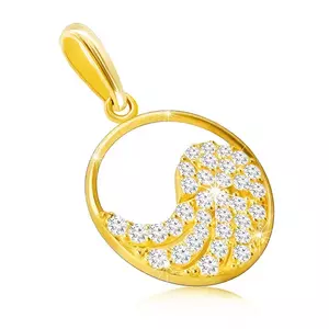 Pandantiv din aur de 9K - aripă de înger împodobită cu zirconii, într-un cerc subțire imagine