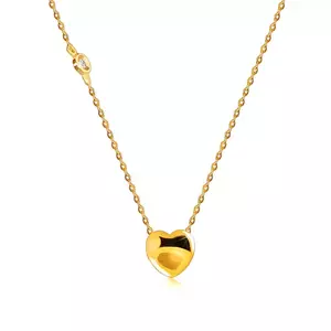 Colier din aur de 14K cu diamant - inimă netedă strălucitoare, montură rotundă, lanț cu zale imagine