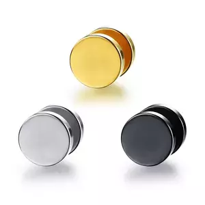 Piercing fals pentru ureche, din oțel – discuri simple, modele diverse - Culoare: Argintiu imagine