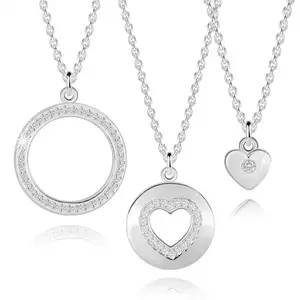 Set de trei coliere din argint 925 - inimioare, inel, zirconii rotunde imagine