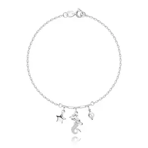 Brățară din argint 925 – stea, sirenă, perlă albă sintetică, zirconii transparente imagine