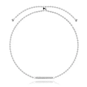 Brățară din argint 925, reglabilă – lanț fin, dreptunghi cu zirconii transparente imagine