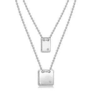 Colier argint 925 – diamante, pătrat plat și dreptunghi imagine