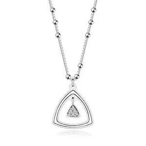 Colier din argint 925 - diamante, triunghiuri cu umerii rotunjiți, mărgele imagine