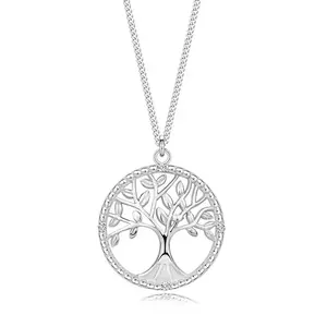 Colier din argint 925, reglabil - diamante, pomul vieții în cerc imagine