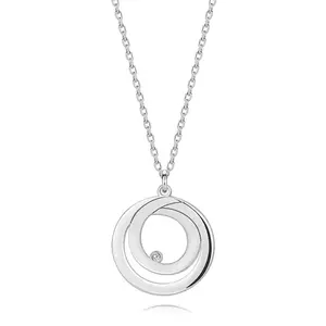 Colier din argint 925 - conturul unui cerc cu o buclă în interior, diamant transparent imagine