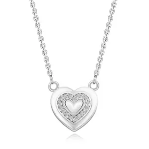 Colier din argint 925 - motiv inimă, linie de diamante transparente imagine