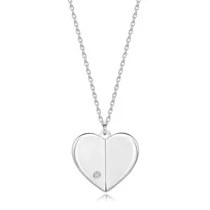 Colier cu diamante din argint 925 - inimă cu laturile în relief, diamant rotund imagine