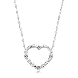 Colier din argint 925 – conturul inimii cu umăr răsucit, zirconii rotunde imagine
