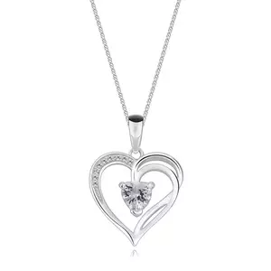 Colier din argint 925 - inimă asimetrică, parte din umăr despicată, inimă zirconiu imagine