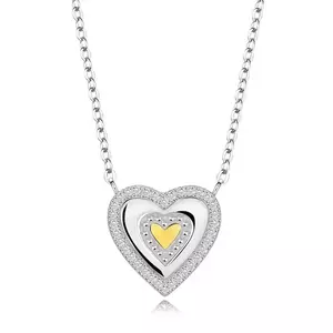 Lanţ cu pandantiv, argint 925, contur de inimă cu o inimă mai mică imagine